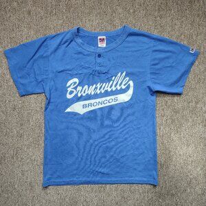 Vintage BRONXVILLE BRONCOS Henley Shirt Men's M Cotton Blend School Sports